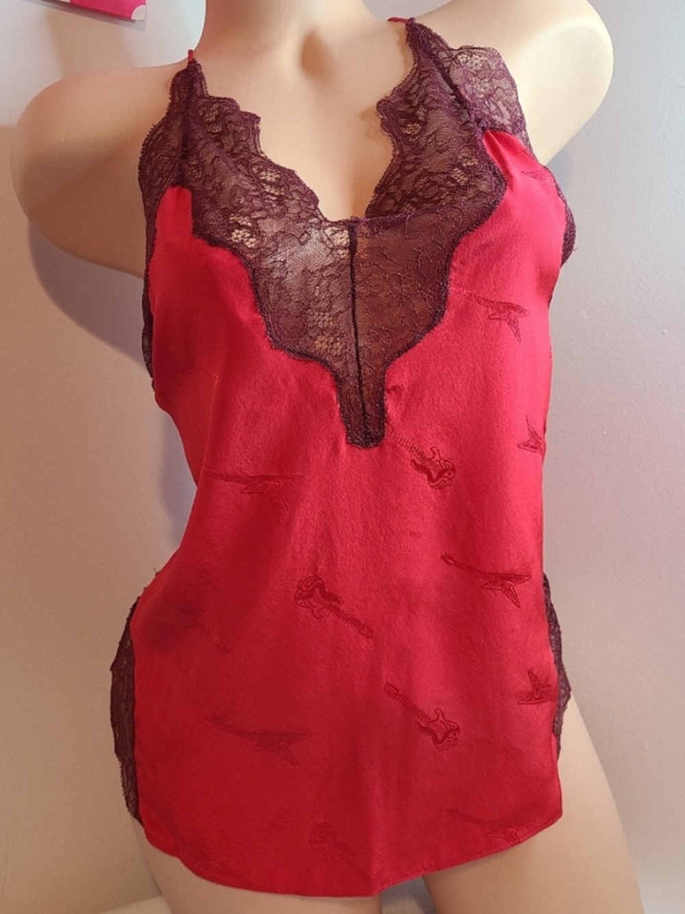 Zadig & Voltaire 100% Silk Crush Jac Guitare Cami Size XS - Coquelicot